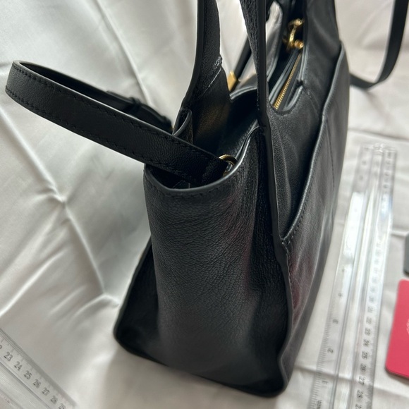 Vince Camuto Black Pebbled Leather Studded Shoulder Bag with Tassel - Picture 12 of 16